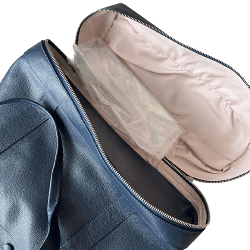 bolsa de couro lola azul marinho abertura