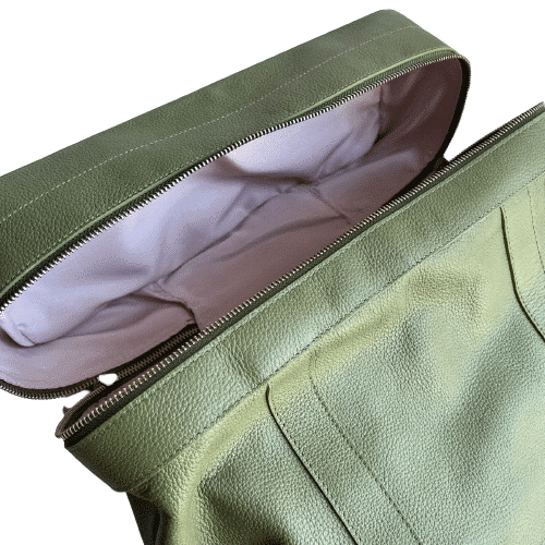 bolsa de couro lola verde militar abertura