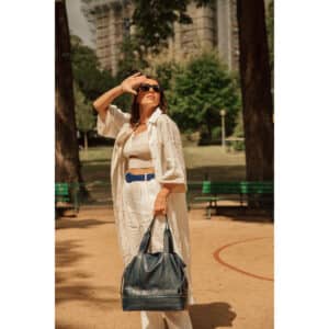 couro na moda com bolsa legítima Vipelle azul marinho